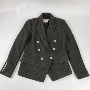 L'AGENCE Gray Sparkle Tweed Military Blazer Jacket